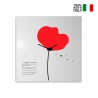 Square Wall Clock with Calendar, Modern Poppy Flower Design On Sale