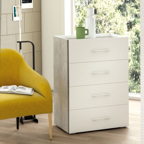 4-drawer bedroom chest of drawers grey white modern design Promotion