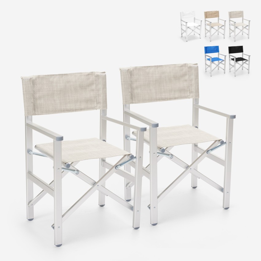 2 Folding beach chairs portable aluminium textilene Regista Gold Promotion