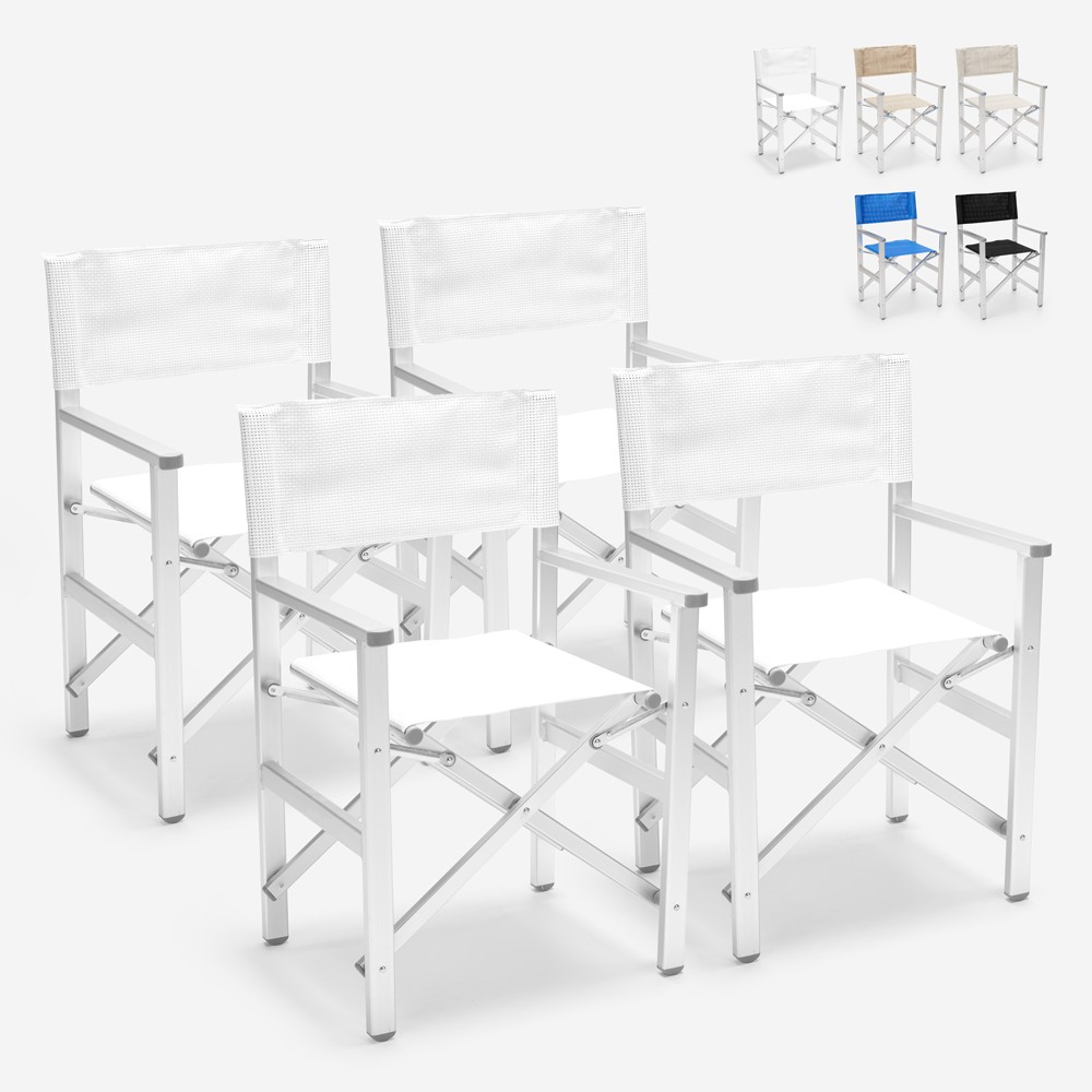 4 Folding beach chairs portable aluminium textilene Regista Gold