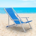 2 Deck chairs beach beach armrests aluminium folding Riccione Gold Lux Sale