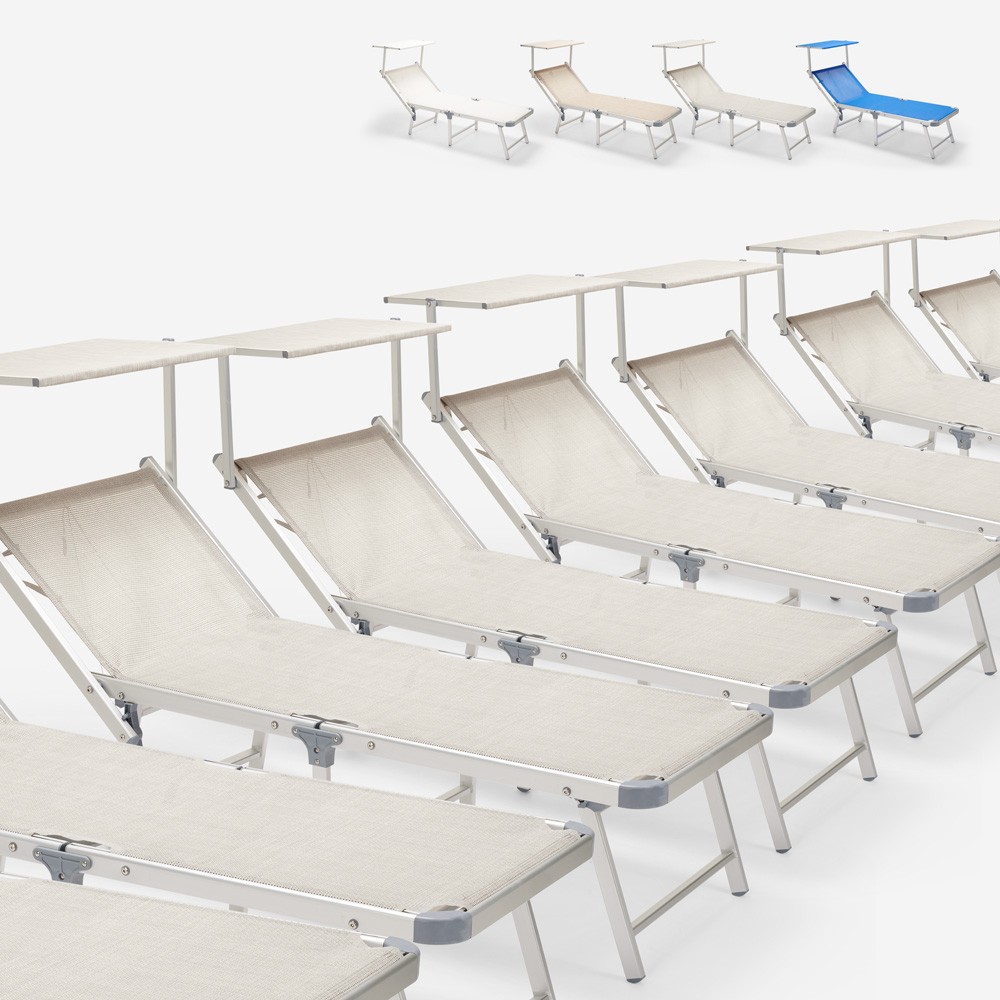 20 sun loungers beach folding aluminum deck chairs Gabicce Gold