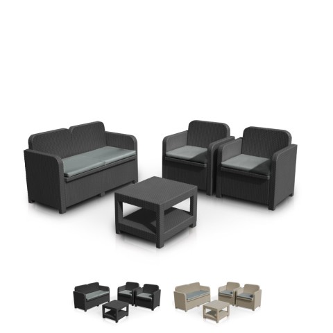 Sorrento Garden Lounge Set Outdoor Rattan with Table by Grand Soleil