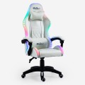 White Gaming Chair with LED, Reclining Ergonomic Design, Pixy Cushion Promotion