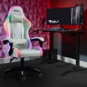 White Gaming Chair with LED, Reclining Ergonomic Design, Pixy Cushion On Sale