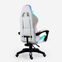White gaming chair LED ergonomic recliner cushion Pixy Discounts