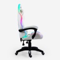 White gaming chair LED ergonomic recliner cushion Pixy Catalog