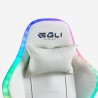 White Gaming Chair with LED, Reclining Ergonomic Design, Pixy Cushion Model
