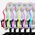 White gaming chair LED ergonomic recliner cushion Pixy Measures