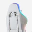 White Gaming Chair with LED, Reclining Ergonomic Design, Pixy Cushion Choice Of