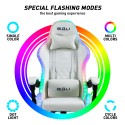 White gaming chair LED ergonomic recliner cushion Pixy Price