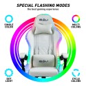 White Gaming Chair with LED, Reclining Ergonomic Design, Pixy Cushion Price