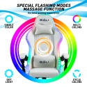 White gaming chair LED massage recliner ergonomic chair Pixy Plus Cost