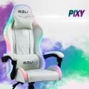 White gaming chair LED ergonomic recliner cushion Pixy Offers