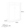 Modern shoe cabinet 2 doors drawer 15 pairs of shoes 63x33x95cm Avalyne Model