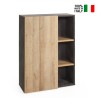 Low Grey And Natural Oak Bookcase 3 Shelves And Door Design Core On Sale