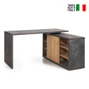 Office Desk Grey And Oak With Sliding Door And Shelves 150x120cm Core On Sale