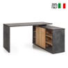 Core Office Desk in Gray and Oak with Sliding Door and Shelves 150x120cm On Sale