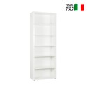 White Wood Storage Unit Bookcase with 6 Shelves for Office Living Room Bedroom Parallelepiped On Sale