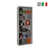 Modern Design Grey Tall Bookcase with 6 Shelves and Cement Effect for Study Office Empire State On Sale