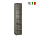 Grey Modular Narrow Bookcase with 6 Shelves for Office Home Slim On Sale