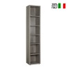 Grey Modular Narrow Bookcase with 6 Shelves for Office Home Slim On Sale