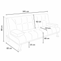 2 seater faux leather sofa bed with armrests Olivina for home and public places ready to sleep 