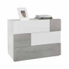 Nightstand Bedside Dresser White Glossy 3 Drawers and Cement Effect for a Modern Design Offers
