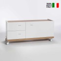 Modern design white Tv stand with wheels, drawers and spacious compartment On Sale