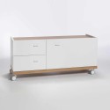 Modern design white Tv stand with wheels, drawers and spacious compartment Offers