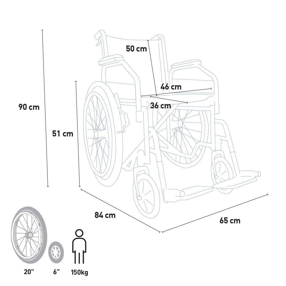 Dasy Folding Wheelchair Orthopedic In Fabric Disabled And Elderly